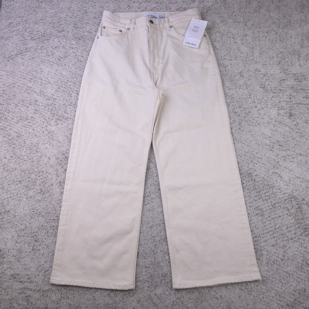 Other Stories Jeans Womens 8 Baggy Wide Leg High Waist Stretch Ivory 10.5 Leg